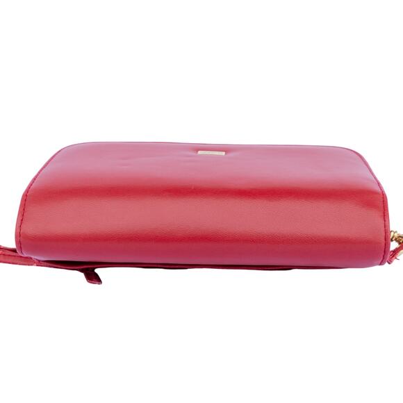 BUXTON Red Leather Crossbody Small Purse Large Organizer Wallet - Picture 6 of 11